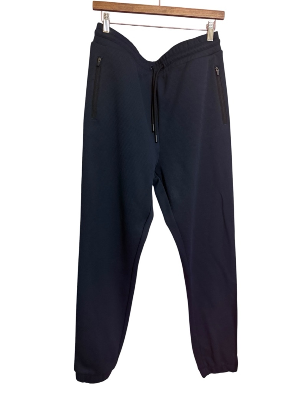 Men's Navy Jogger Sweatpants with Zipper Pockets
